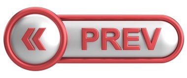 Önceki düğme. Arka düğme. 3B illüstrasyon.