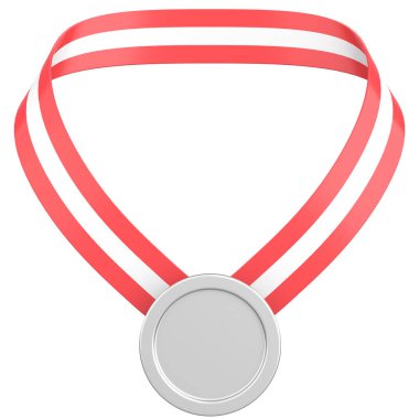 Üç boyutlu madalya. Gümüş madalya. 3B illüstrasyon.