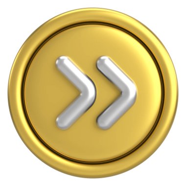 Sonraki düğme. Devam et düğmesi. 3B illüstrasyon.