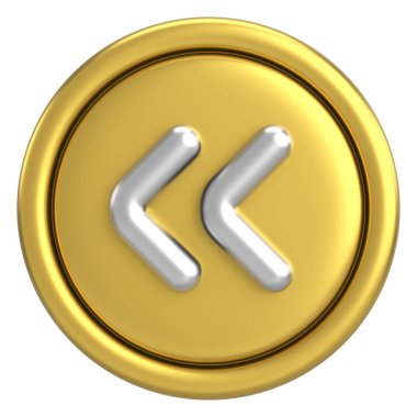 Önceki düğme. Arka düğme. 3B illüstrasyon.