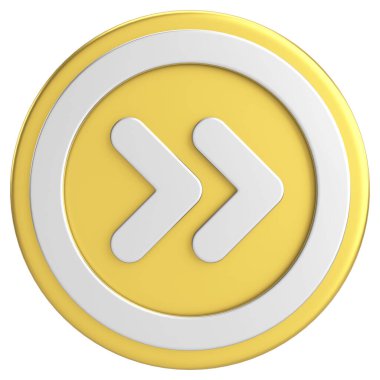 Sonraki düğme. Devam et düğmesi. 3B illüstrasyon.