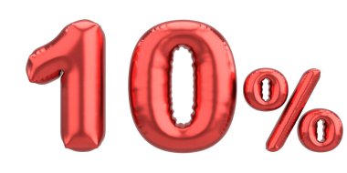 Yüzde on. % 10 balon mesajı. 3B illüstrasyon.