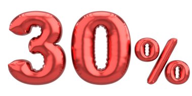 Yüzde otuz. % 30 balon mesajı. 3B illüstrasyon.