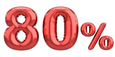 Yüzde seksen. % 80 balon mesajı. 3B illüstrasyon.