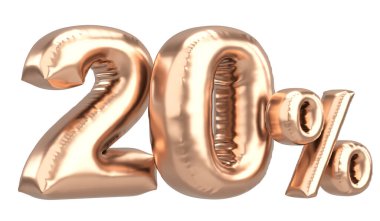 Yüzde yirmi. % 20 balon mesajı. 3B illüstrasyon.