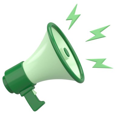 3D Magaphone. Duyuru. 3B Görüntü.