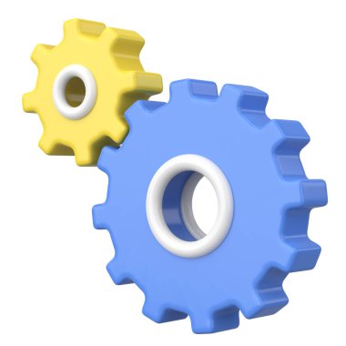 Üç boyutlu vites. Simge ayarlanıyor. 3B illüstrasyon.