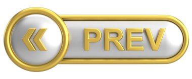 Önceki düğme. Arka düğme. 3B illüstrasyon.