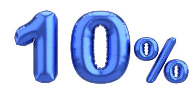 Yüzde on. % 10 balon mesajı. 3B illüstrasyon.
