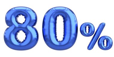 Yüzde seksen. % 80 balon mesajı. 3B illüstrasyon.