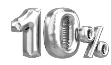 Yüzde on. % 10 balon mesajı. 3B illüstrasyon.