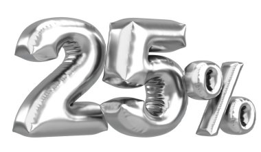 Yüzde yirmi beş. % 25 balon mesajı. 3B illüstrasyon.