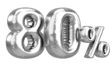 Yüzde seksen. % 80 balon mesajı. 3B illüstrasyon.