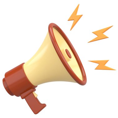 3D Magaphone. Duyuru. 3B Görüntü.