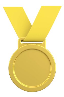 Üç boyutlu madalya. Altın Madalya. 3B illüstrasyon.