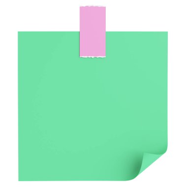 Üç boyutlu not defteri. Yapışkan bir not. 3B illüstrasyon.