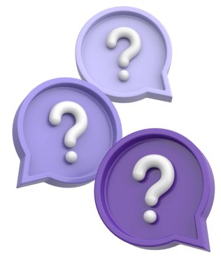 Soru işareti işareti. 3B illüstrasyon.