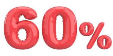 Yüzde altmış. % 60 balon mesajı. 3B illüstrasyon.