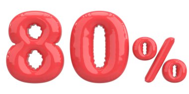 Yüzde seksen. % 80 balon mesajı. 3B illüstrasyon.