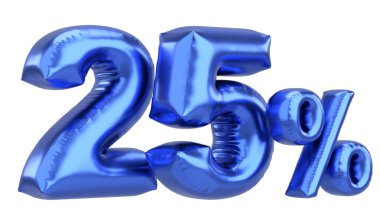 Yüzde yirmi beş. % 25 balon mesajı. 3B illüstrasyon.