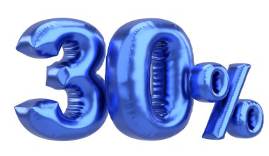 Yüzde otuz. % 30 balon mesajı. 3B illüstrasyon.