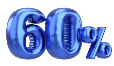 Yüzde altmış. % 60 balon mesajı. 3B illüstrasyon.