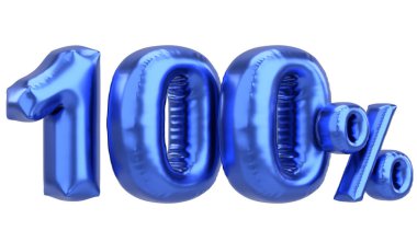 Yüzde yüz. % 100 balon mesajı. 3B illüstrasyon.