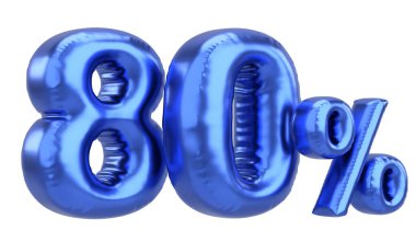 Yüzde seksen. % 80 balon mesajı. 3B illüstrasyon.