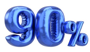 Yüzde doksan. % 90 balon mesajı. 3B illüstrasyon.