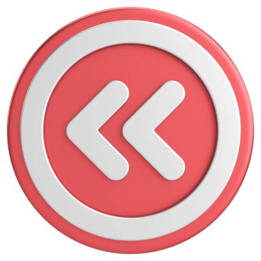 Önceki düğme. Arka düğme. 3B illüstrasyon.