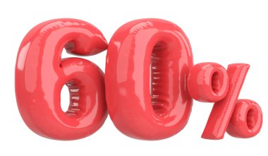 Yüzde altmış. % 60 balon mesajı. 3B illüstrasyon.