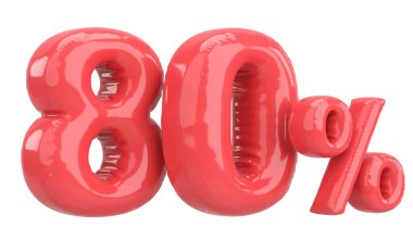 Yüzde seksen. % 80 balon mesajı. 3B illüstrasyon.