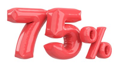 Yüzde yetmiş beş. % 75 balon mesajı. 3B illüstrasyon.