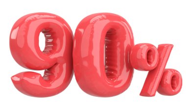 Yüzde doksan. % 90 balon mesajı. 3B illüstrasyon.