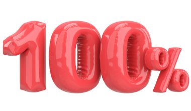 Yüzde yüz. % 100 balon mesajı. 3B illüstrasyon.
