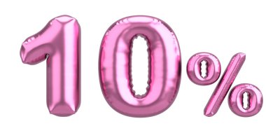 Yüzde on. % 10 balon mesajı. 3B illüstrasyon.