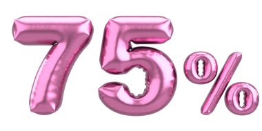 Yüzde yetmiş beş. % 75 balon mesajı. 3B illüstrasyon.