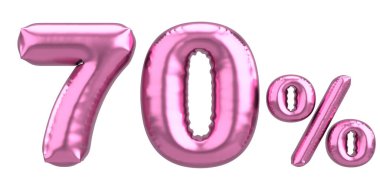 Yüzde yetmiş. % 70 balon mesajı. 3B illüstrasyon.