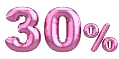 Yüzde otuz. % 30 balon mesajı. 3B illüstrasyon.