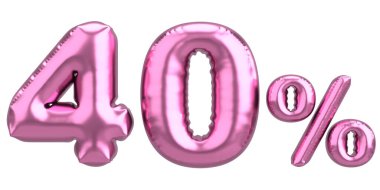 Yüzde kırk. % 40 balon mesajı. 3B illüstrasyon.