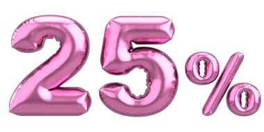 Yüzde yirmi beş. % 25 balon mesajı. 3B illüstrasyon.