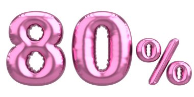 Yüzde seksen. % 80 balon mesajı. 3B illüstrasyon.