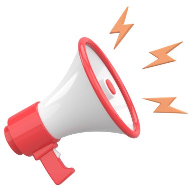 3D Magaphone. Duyuru. 3B Görüntü.