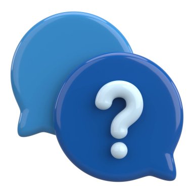 Soru işareti işareti. 3B illüstrasyon.