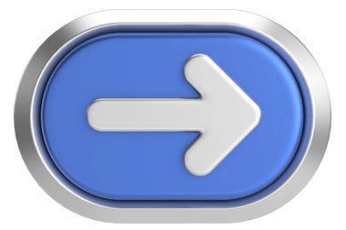 Sonraki düğme. Devam et düğmesi. 3B illüstrasyon.