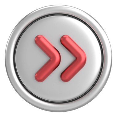 Sonraki düğme. Devam et düğmesi. 3B illüstrasyon.