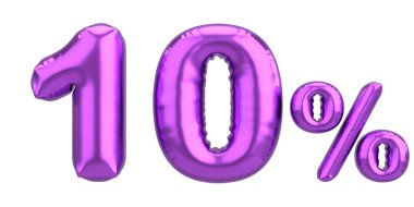 Yüzde on. % 10 balon mesajı. 3B illüstrasyon.