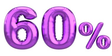 Yüzde altmış. % 60 balon mesajı. 3B illüstrasyon.