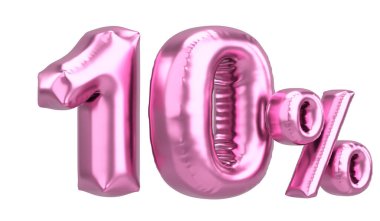 Yüzde on. % 10 balon mesajı. 3B illüstrasyon.