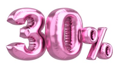 Yüzde otuz. % 30 balon mesajı. 3B illüstrasyon.